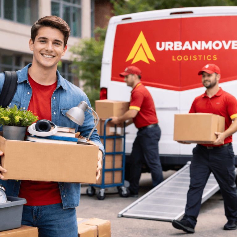 Urban Move Logistics van helping a student move belongings in Aberdeen